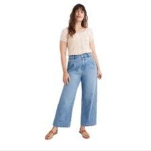 Madewell Pleated Wide-Leg Jeans in Kinnon Wash | High Rise | L3931 | EUC | 10
